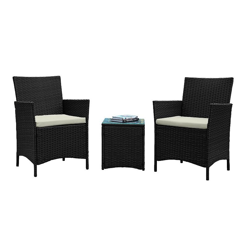 MANHATTAN COMFORT Imperia Rattan Patio Chair and End Table 3-piece Set