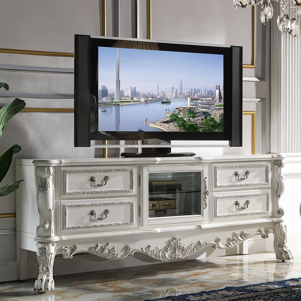 Acme Dresden TV STAND Bone White Finish