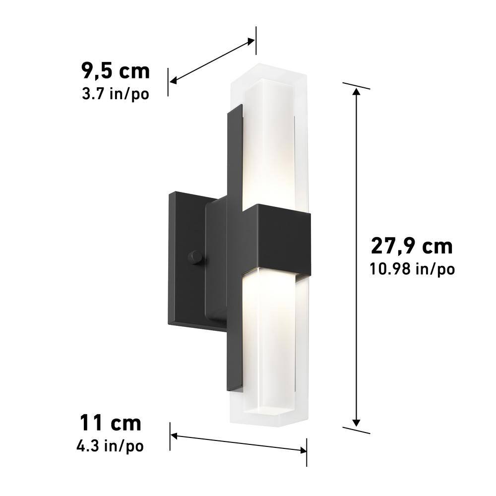 Artika Gemini Black Modern 3 CCT Integrated LED Outdoor Hardwired Garage and Porch Light Lantern Sconce OUT-GEC-MB