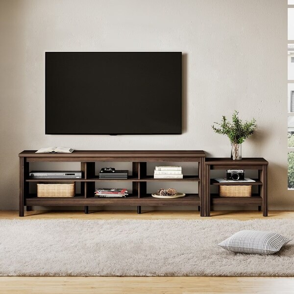 Large TV Stand for 75-85 Inch TV， Entertainment Center and End Table Set