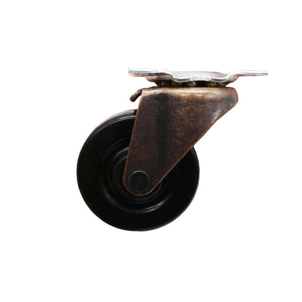 Everbilt 2 in. Black Soft Rubber and Copper Swivel Plate Caster with 80 lb. Load Rating (2-Pack) 49346