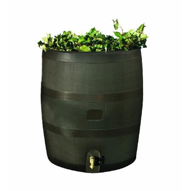 Round Rain Barrel 35USG - Brown with Brass Spigot