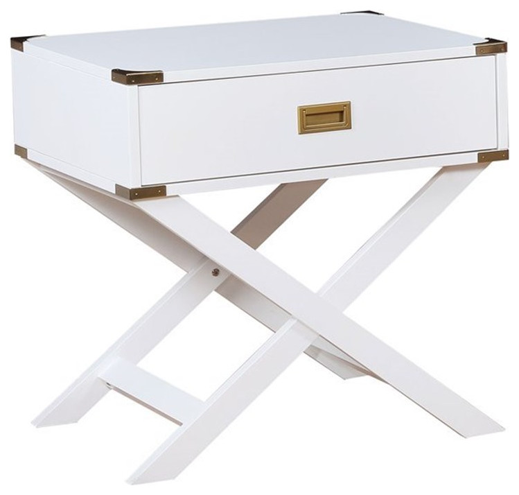 Bowery Hill Contemporary Wood X Shape Legs End Table in White   Transitional   Side Tables And End Tables   by Homesquare  Houzz