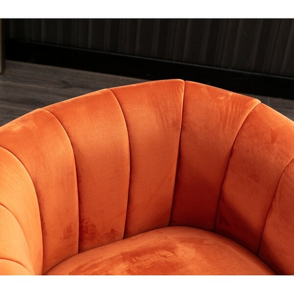 Ebello Oversize Velvet Swivel Barrel Comfy Round Armchair with Plump Pillow