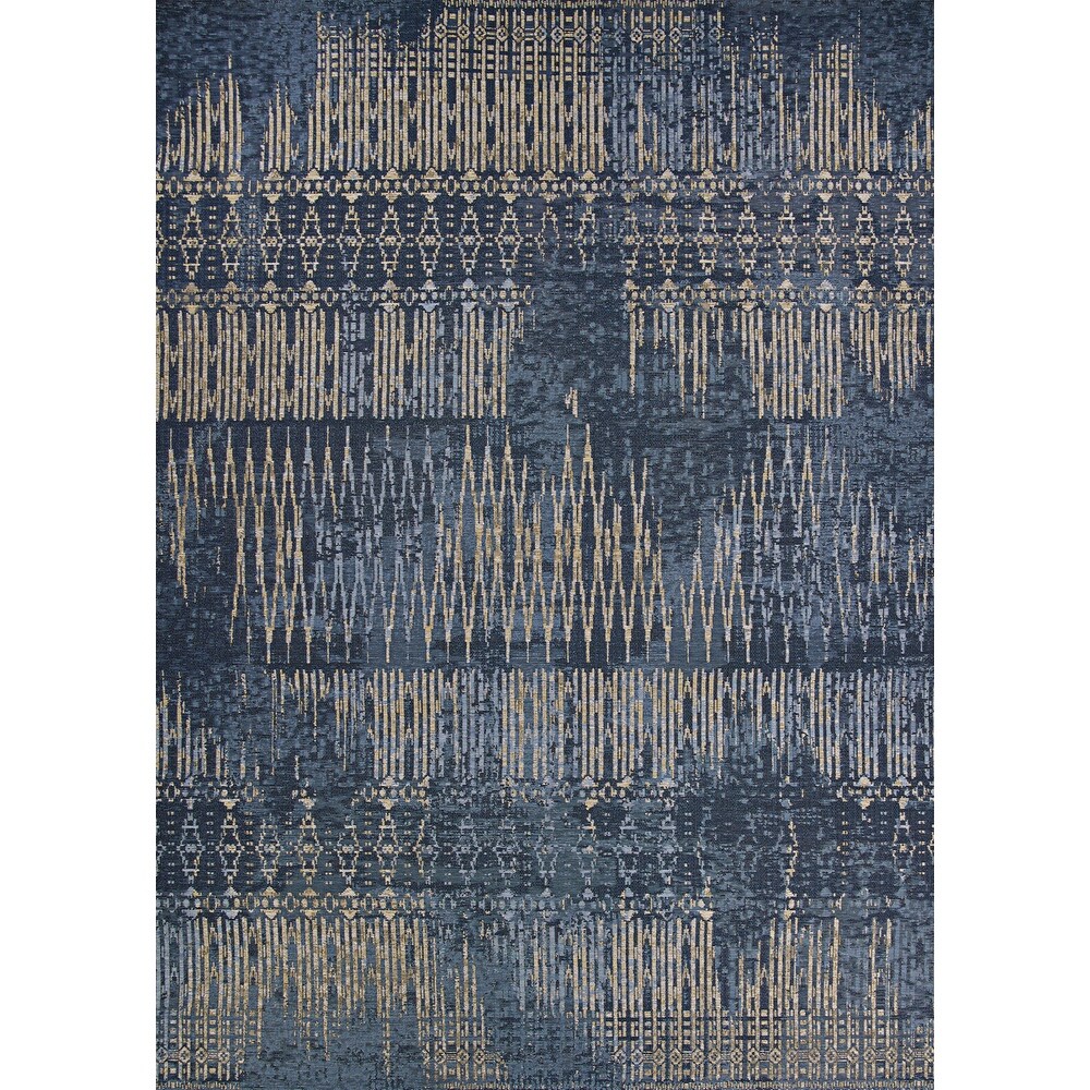 Dream Decor Rugs Gelato Frequency Blue Tan Indoor Outdoor Area Rug