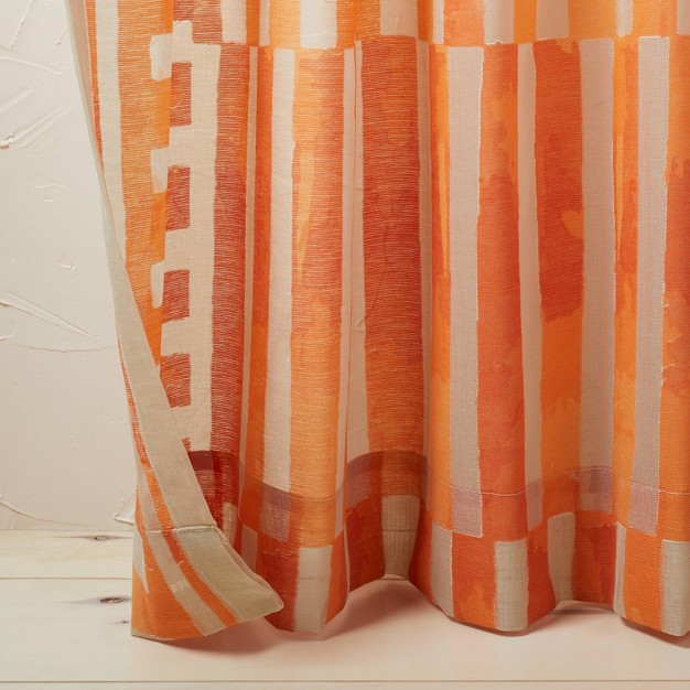 1pc Sheer Ophelia Printed Burnout Window Curtain Panel Orange Designed With Jungalow