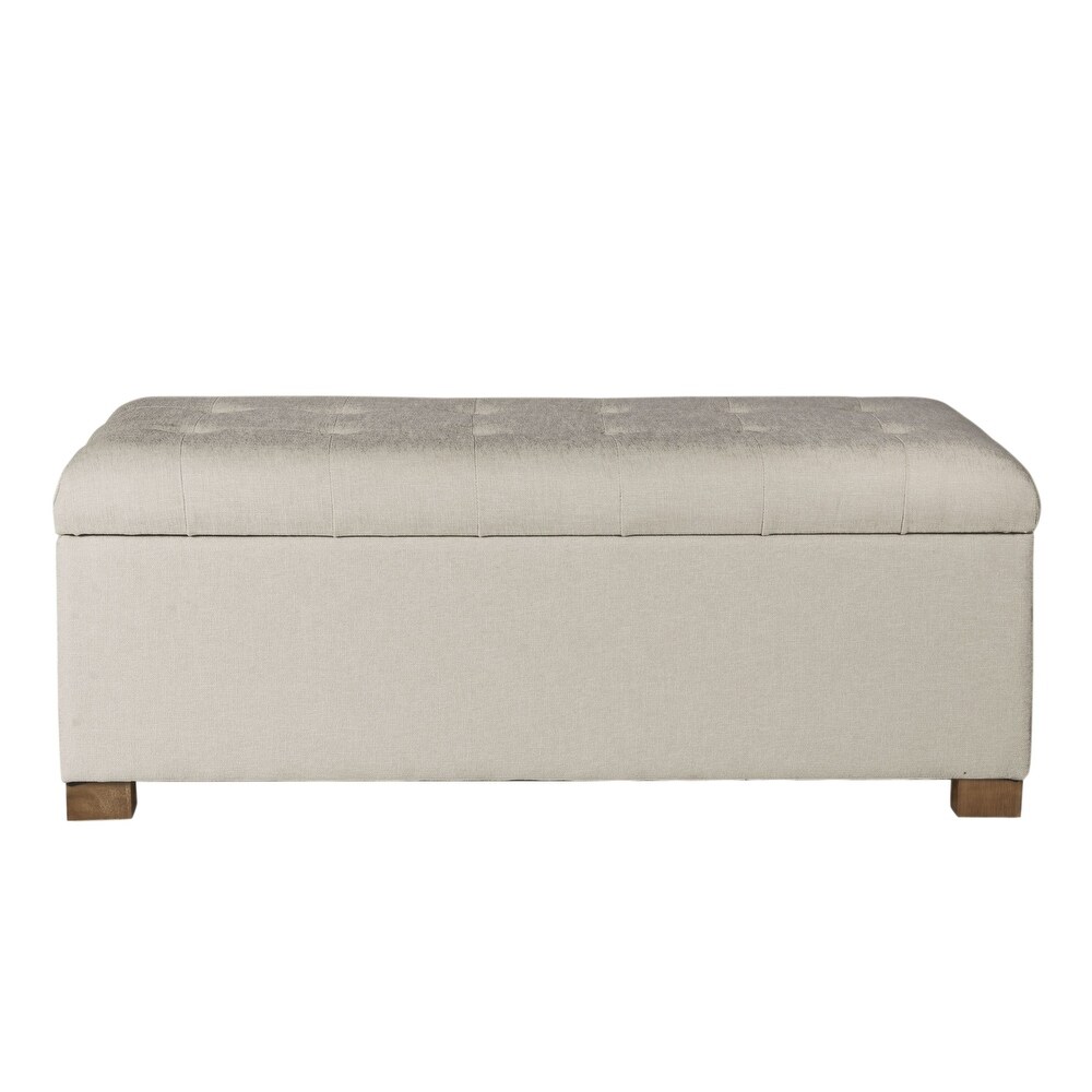 Porch   Den Camero Beige Tufted Storage Bench