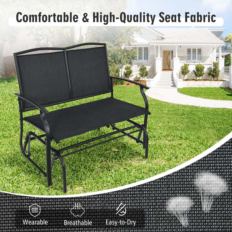 Weatherproof 2-Person Patio Swing Glider Bench Outdoor Rocking Lounge Chair Loveseat Rocker