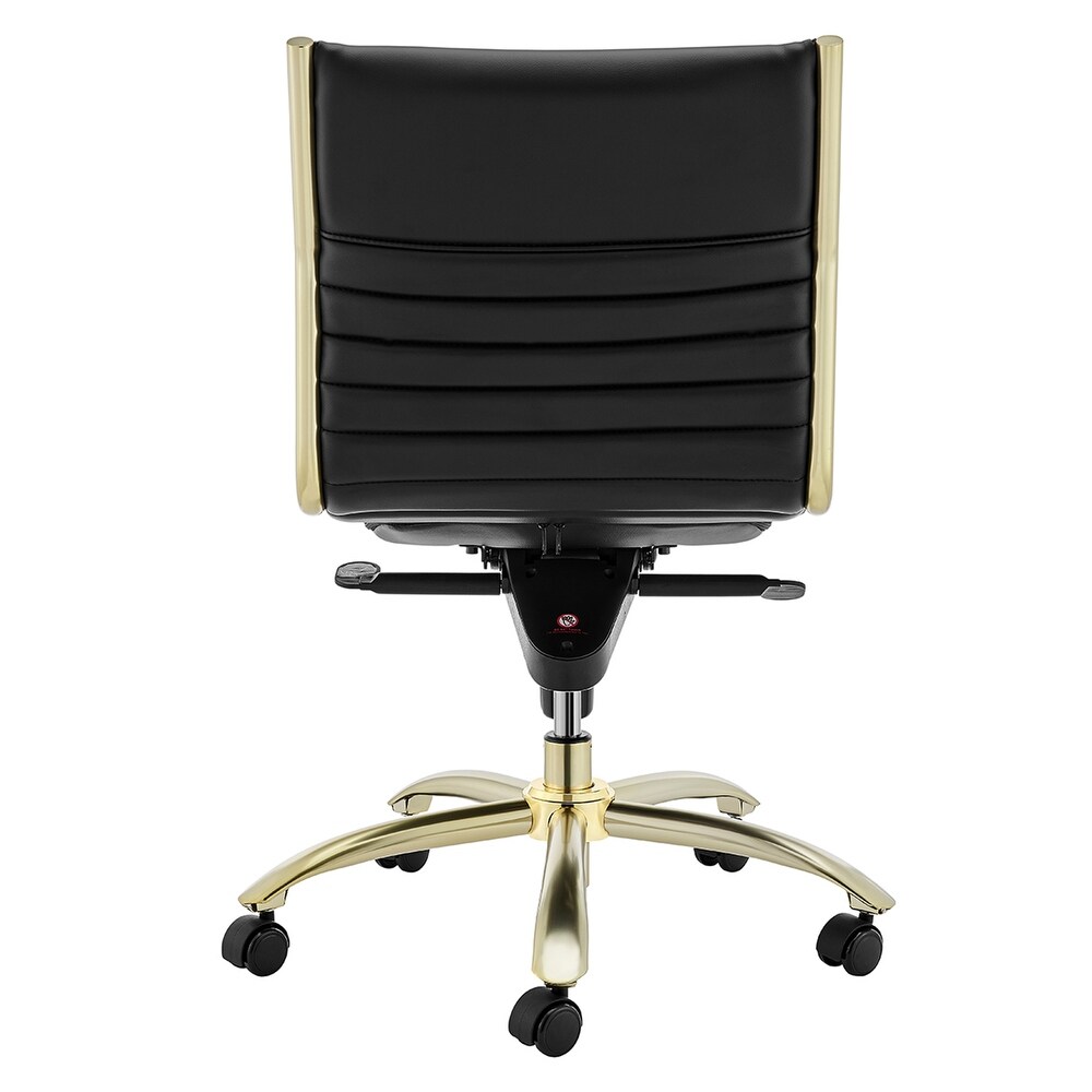 Dirk Low Back Office Chair w/o Armrests in Black with Matte Brushed Gold Base