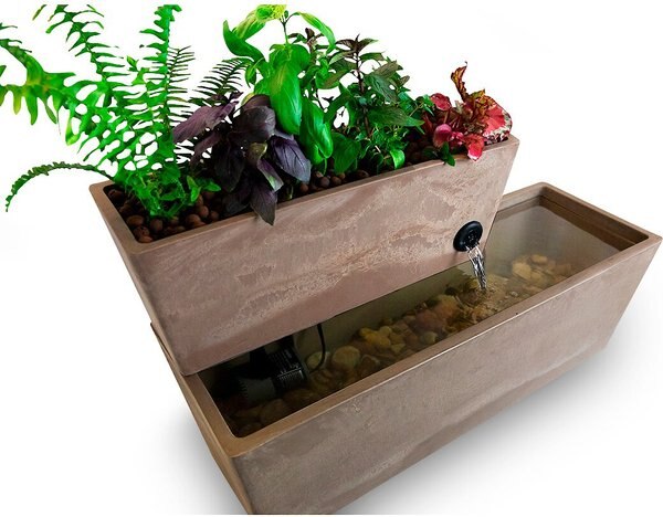 AquaSprouts Fountain Aquaponics Ecosystem Kit， Taupe， 6-gal