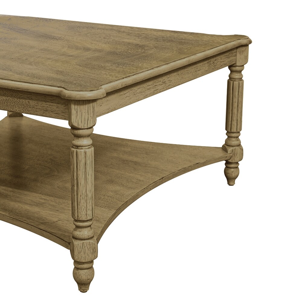 GALANO Marcello 33.1 in. Square Solid Wood Top Coffee Table