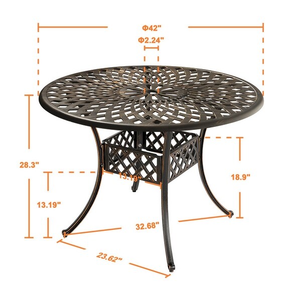 42'' Outdoor Round Cast Aluminum Dining Table