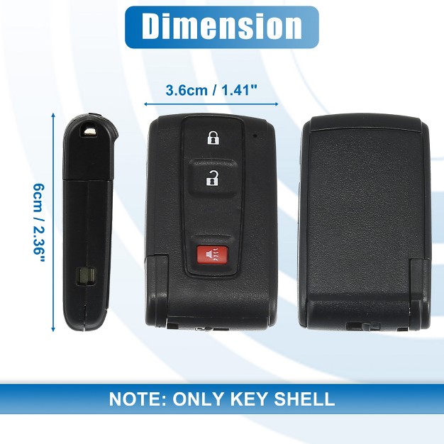 Unique Bargains Car Key Fob Shell 3 Button Remote Control Key Case Shell Keyless Entry Housing Replacement For Toyota Prius 2004 2009