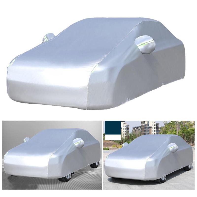 Full Car Cover Windproof Scratch Resistant Waterproof Outdoor Universal Fit Sedan Wagon Trucks - 1 Layer Silver