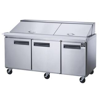 Elite Kitchen Supply 72.25 in. W 17.6 cu. ft. 3-Door Commercial Food Prep Table Refrigerator with Mega Top in Stainless Steel EKS-ESP71M