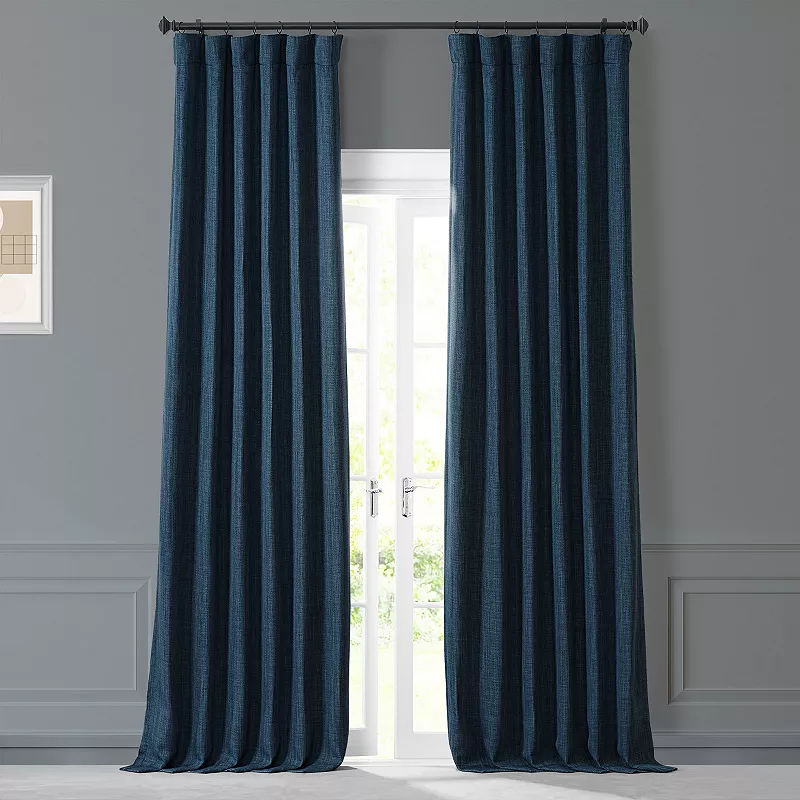 EFF Monochromatic Faux Linen Room Darkening 2-pack Window Curtain Set