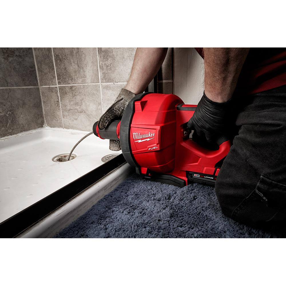 MW M18 FUEL 18V Lithium-Ion Cordless Drain Cleaning Snake Auger Kit with M18 4-12 in. Cut-OffGrinder 2772A-21-2680-20