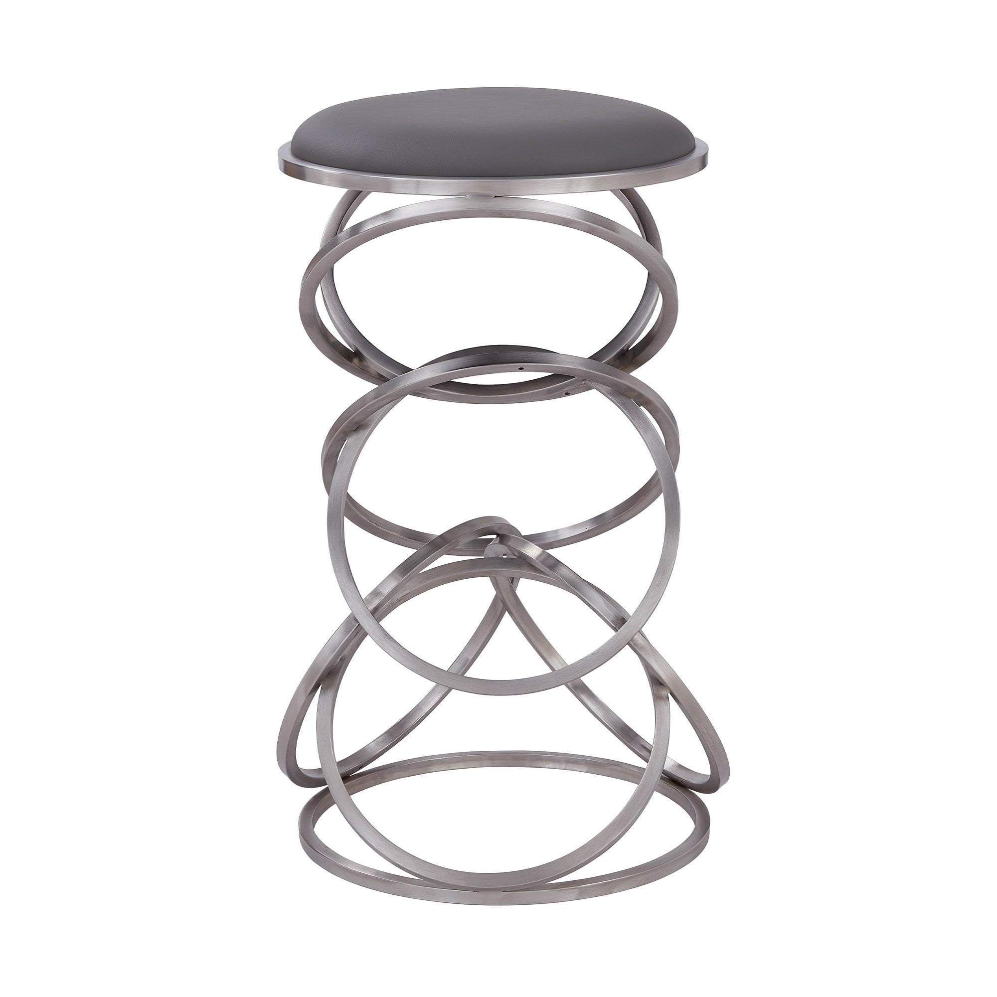 Strick and Bolton Ruvane Grey Upholstered Stainless Steel Stool