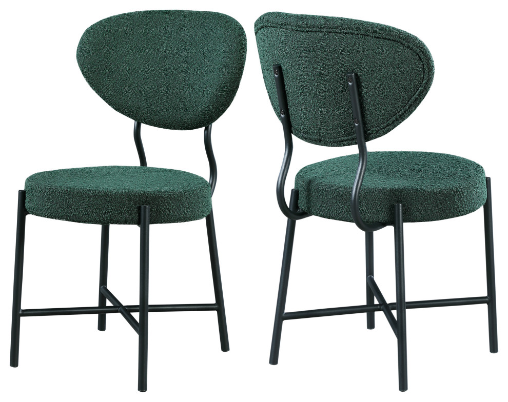 ure Boucle Fabric Upholstered Dining Chair  Set of 2   Contemporary   Dining Chairs   by Meridian Furniture  Houzz