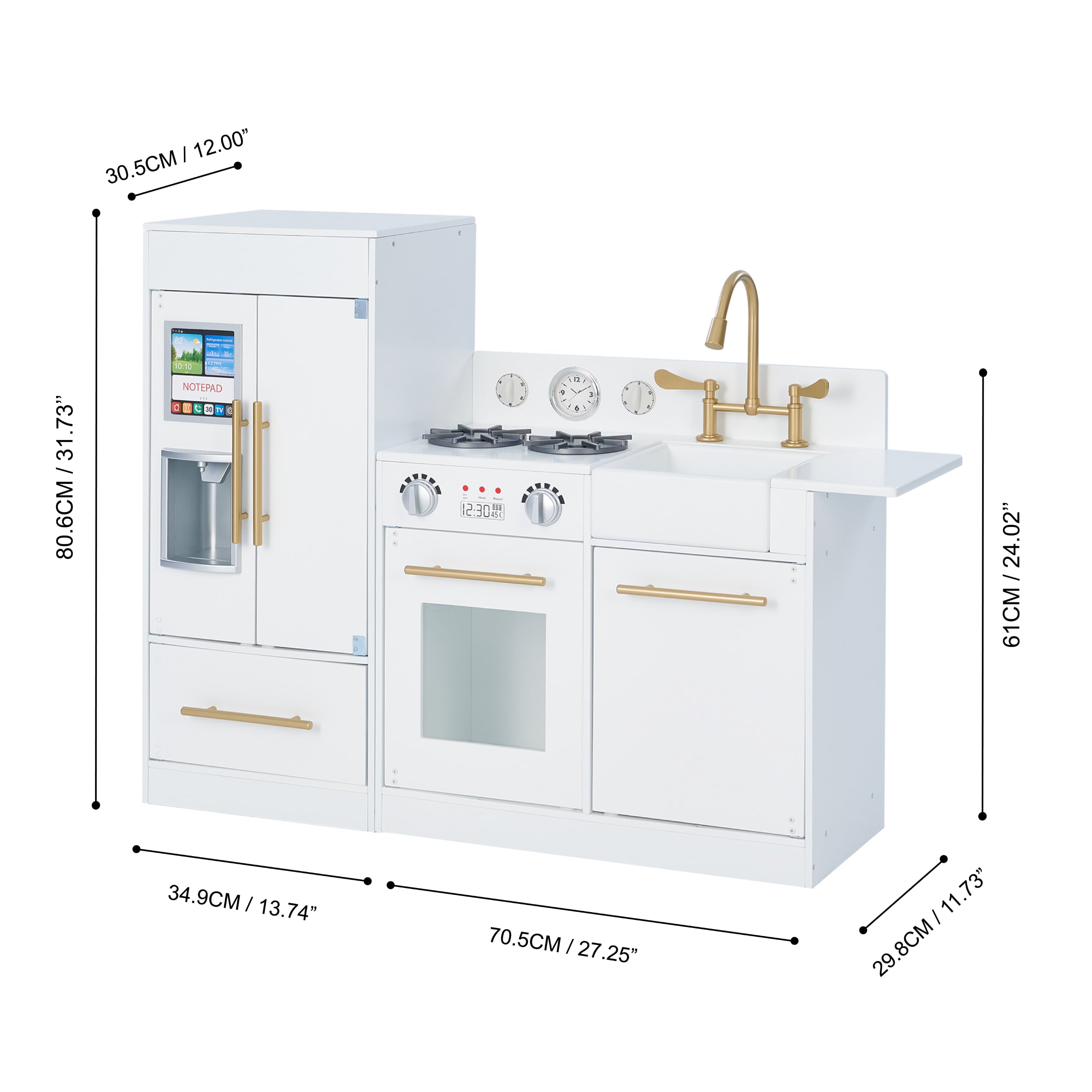 Teamson Kids Little Chef Chelsea Play Kitchen and Refrigerator, White