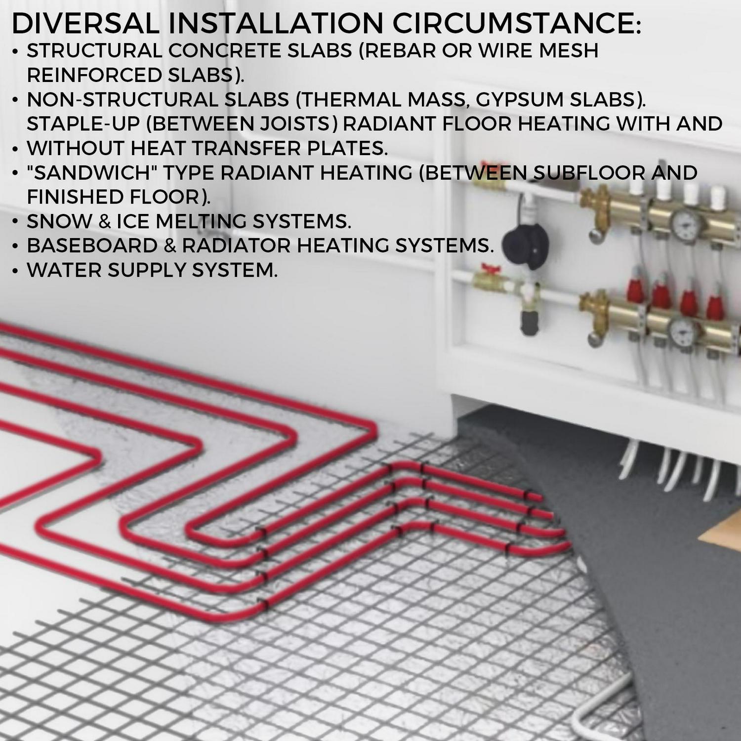 VEVOR Oxygen Barrier PEX Tubing  1/2 Inch X 500 Feet Tube Coil  EVOH PEX-B Pipe for Residential Commercial Radiant Floor Heating Pex Pipe (1/2 O2-Barrier， 500Ft/Red)