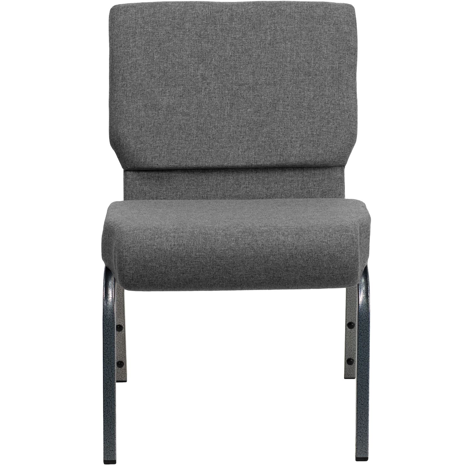 Emma and Oliver 21W Stacking Church Chair in Black Fabric - Silver Vein Frame