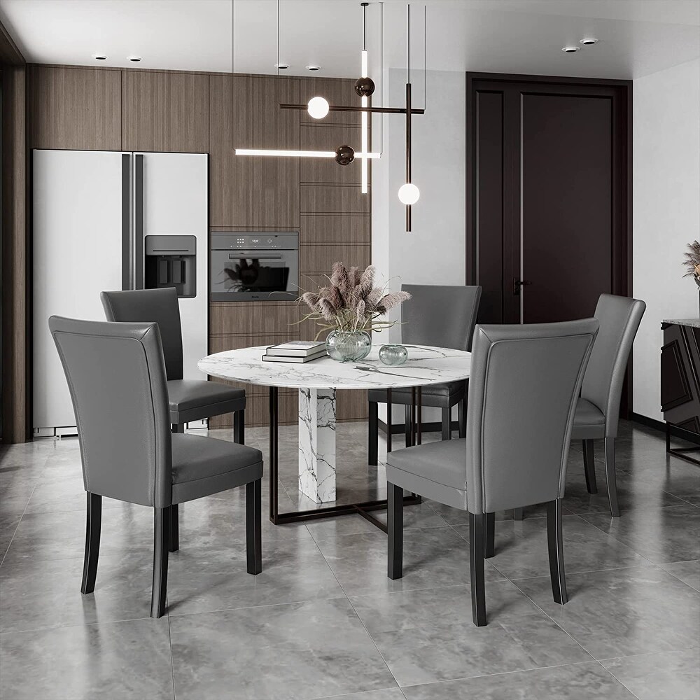 Faux Leather Dining Chairs Or Round Glass Dining Table