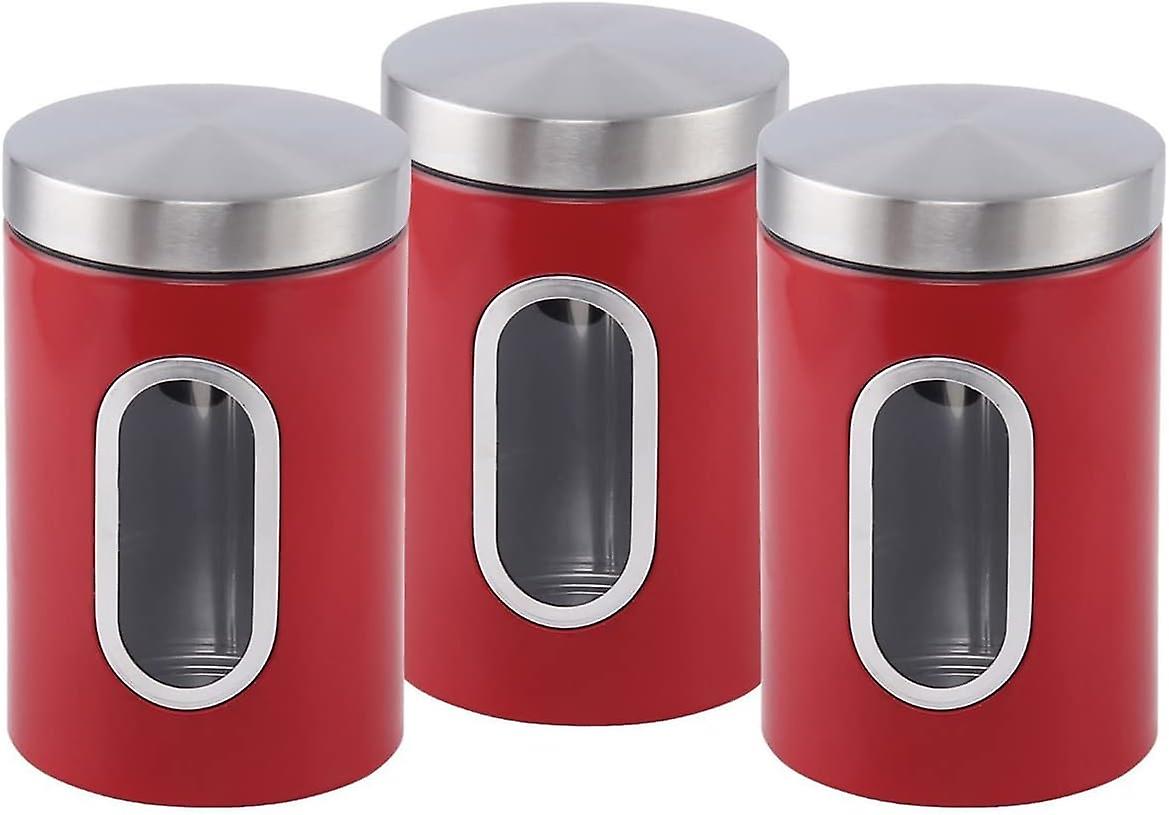 Set Of 3 Stainless Steel Storage Boxes For Tea， Coffee， Sugar And Cereals， Nuts， Preservation Boxes， Storage Boxes