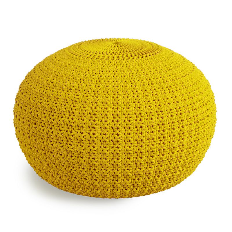 Simpli Home Sonata Round Knitted Indoor / Outdoor Pouf