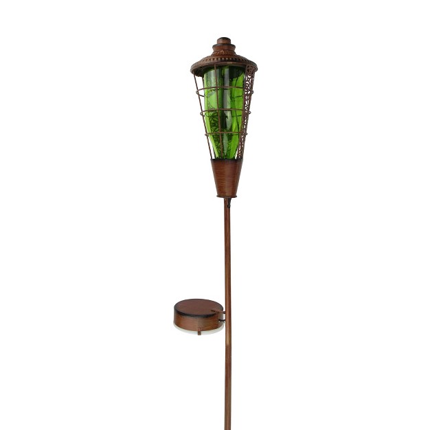 Prelit Water Vapor Led Flame Outdoor Patio Torch Green brown