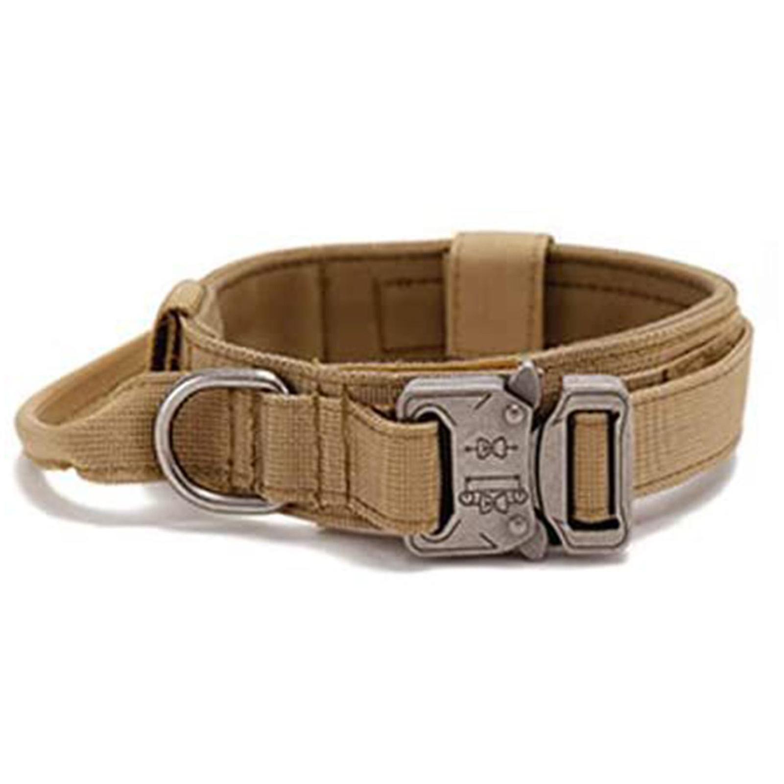 Adjustable Dog Collar Comfortable Breathable Pet Dog Collar with Metal Buckle And D Ring for Training Medium Large Dogs Khaki L