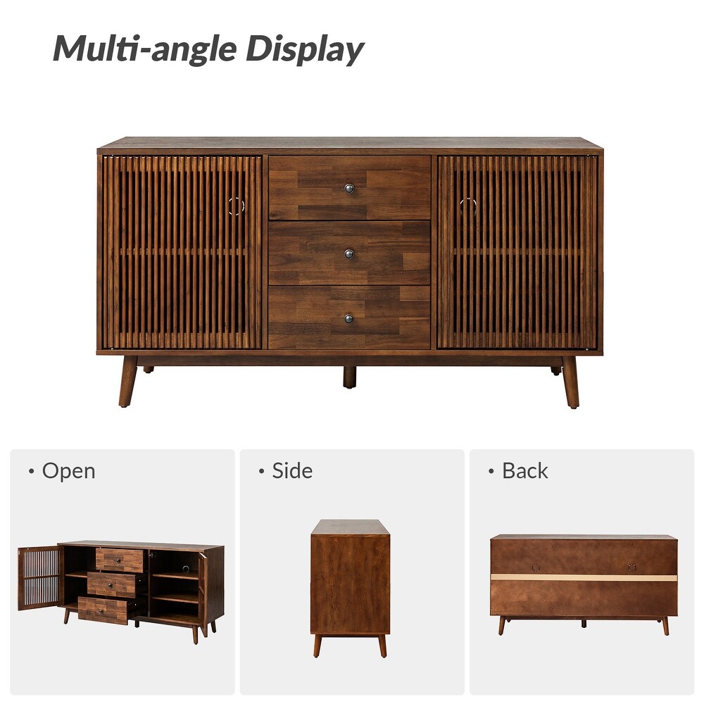 Crrillus Mid century Sideboard with Slatted Doors by HULALA HOME