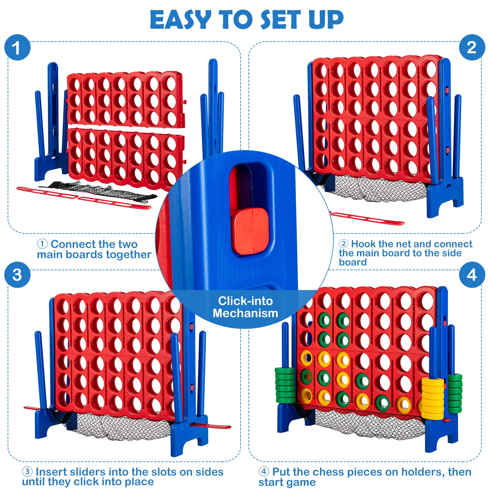 Costzon Jumbo 4-to-Score Giant Game Set, 3.5FT Tall Giant 4 in a Row Game