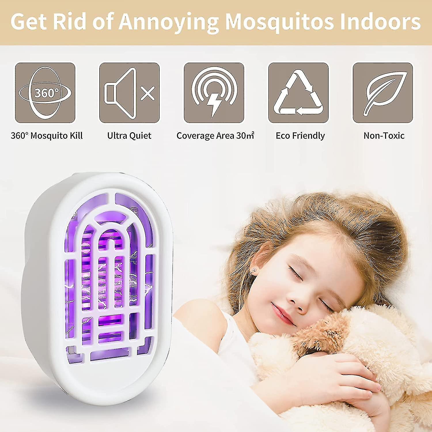 Mosquito Killer Lamp With Uv Light And High Voltage - Quiet And Effective Against Insects， 360 Physical Electric Fly Trap For Indoor， Home， Bedroom， O