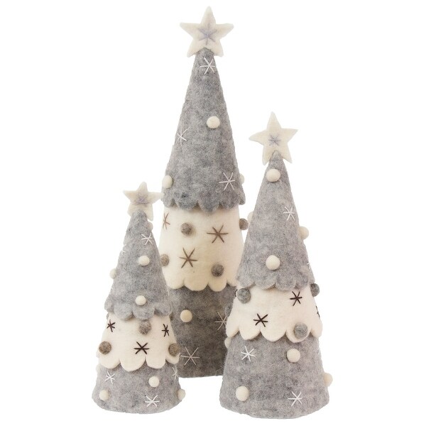 Handmade Felt Christmas Tree Topper or Tabletop Decor，Set of 3 Red