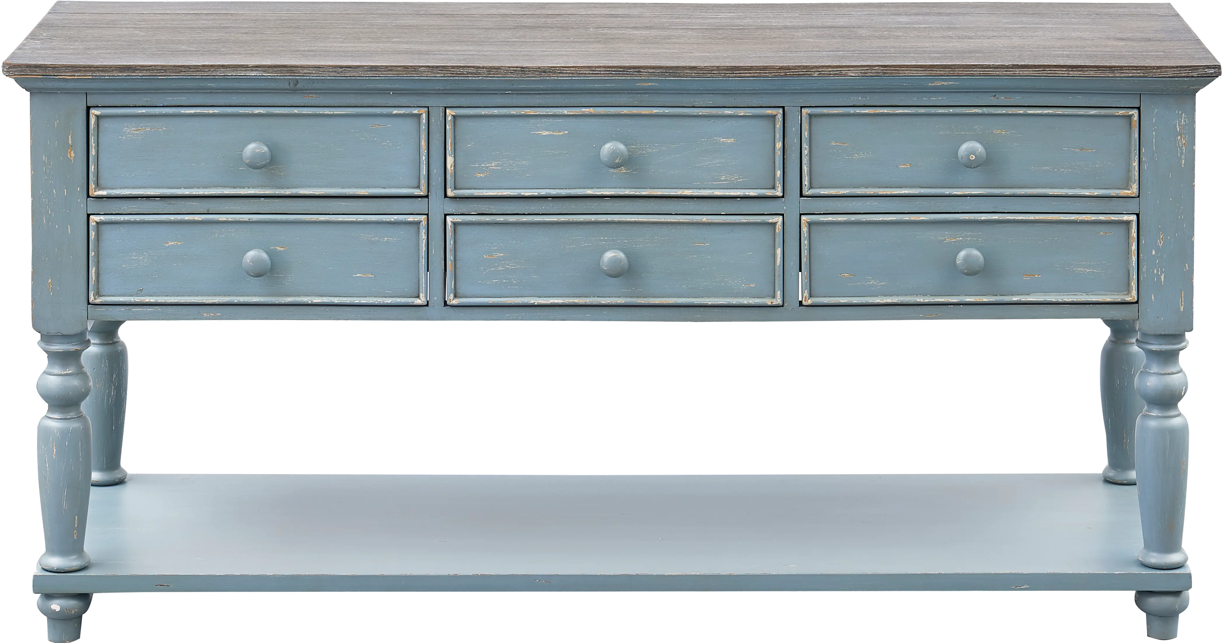 Bar Harbor Blue Six Drawer Console Table