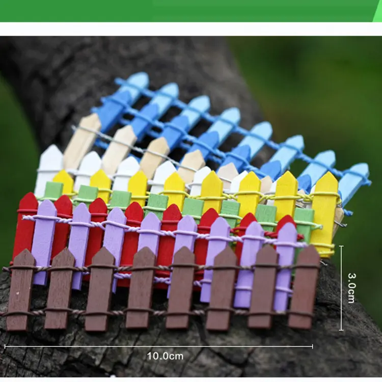 Miniature Small Colorful Fence Mini Fairy Garden Supplies Terrarium Accessories 10pcs