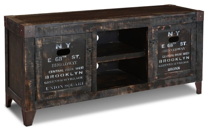 Rustic Industrial City 60 quotTV Stand   New York   Rustic   Entertainment Centers And Tv Stands   by Crafters and Weavers  Houzz