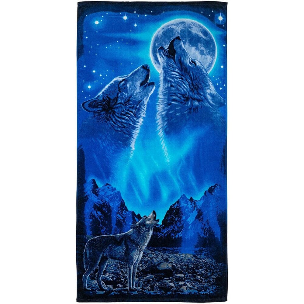 Wolves Howling Moon Super Soft Plush Cotton Beach Towel