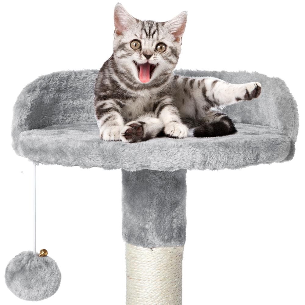 Topeakmart 798221 Multilevel Cat Tree Condo with Basket and Scratching Posts and Ramp Light Gray  Crowdfused