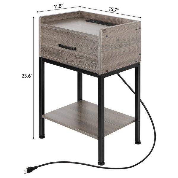 Nightstand with Charging Station and USB Ports