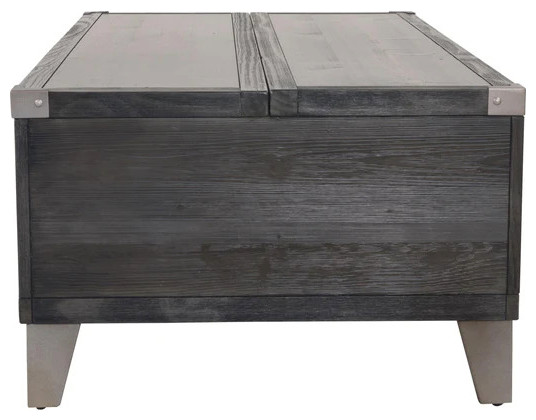 Benzara BM210957 Lift Top Cocktail Table with 2 Drawers  ampMetal Accents  Gray   Industrial   Coffee Tables   by VirVentures  Houzz