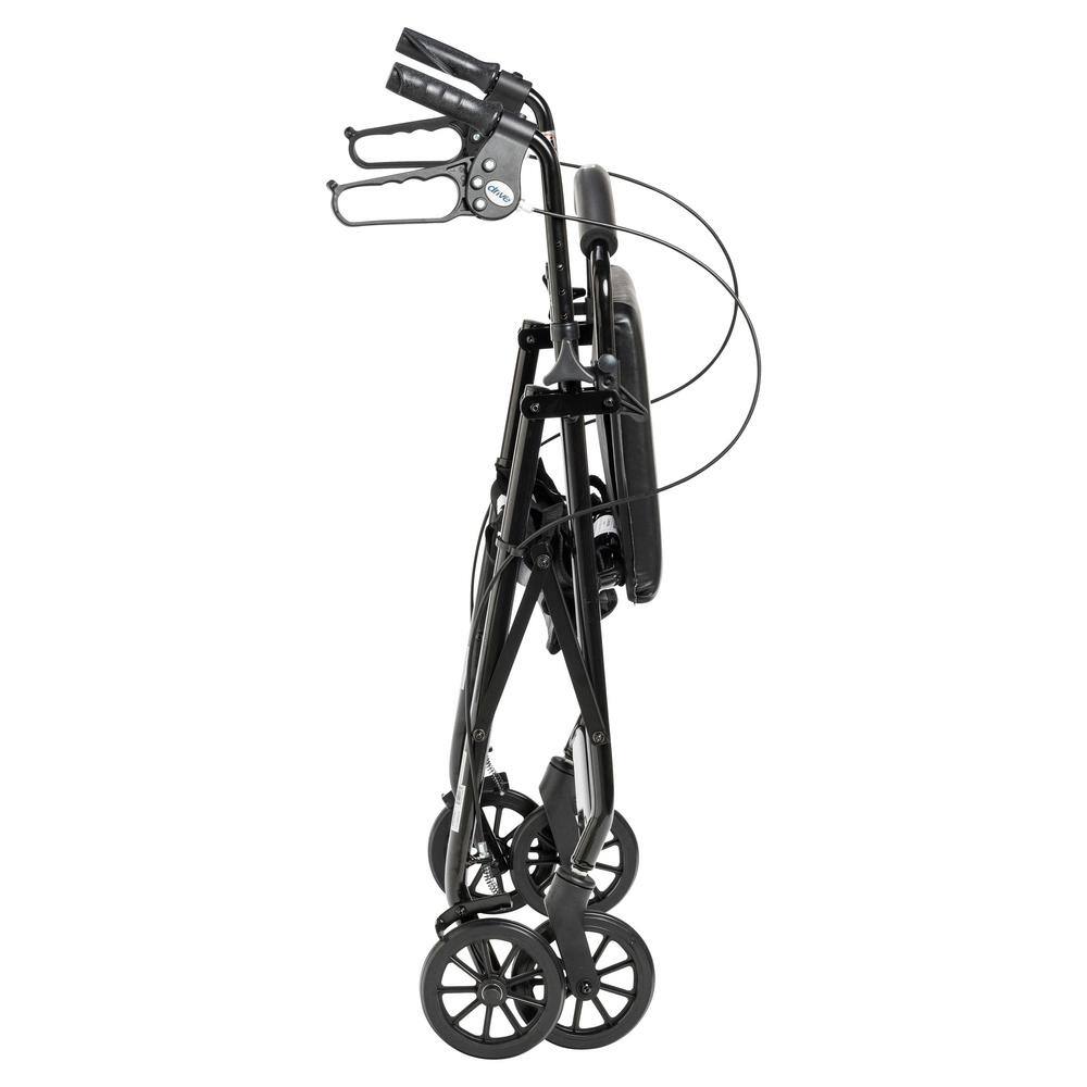 Drive Medical Rollator Rolling Walker with 6 in. Wheels Fold Up Removable Back Support and Padded Seat Black r726bk