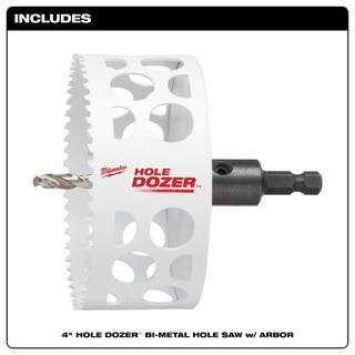 MW 4 in. HOLE DOZER Bi-Metal Hole Saw with 38 in. Arbor and Pilot Bit 49-56-9685