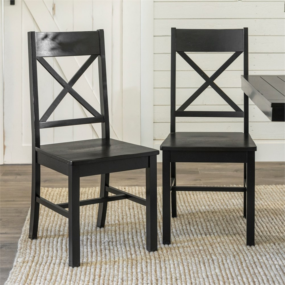Catania Modern / Contemporary Wood Dining Chair in Black (Set of 2)   Transitional   Dining Chairs   by Homesquare  Houzz