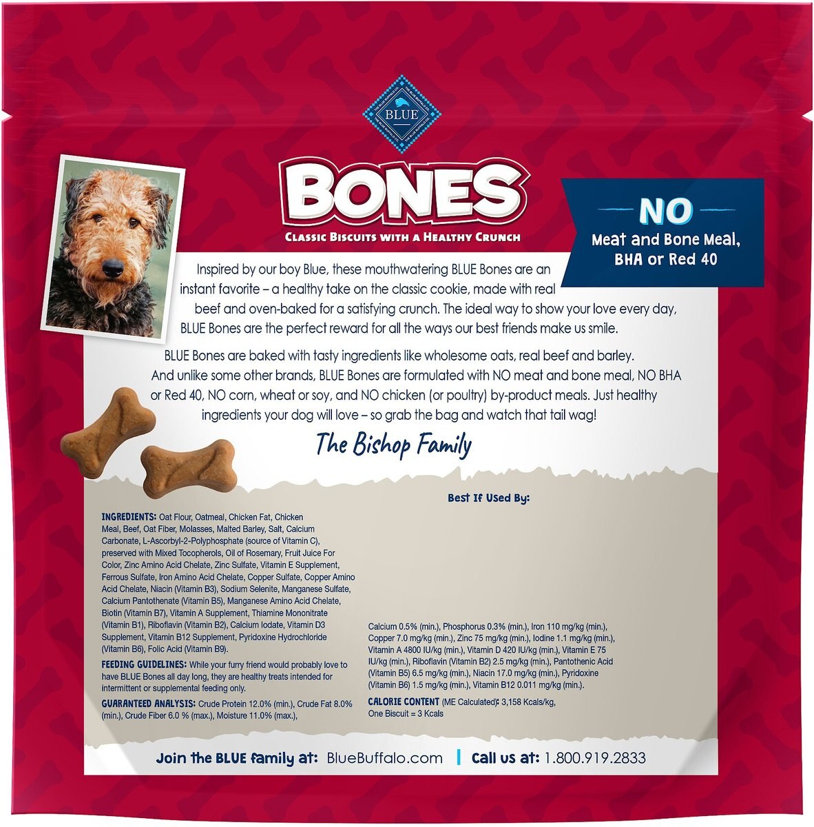 Blue Buffalo Bones Classic Biscuits Beef Mini Dog Treats， 12-oz bag