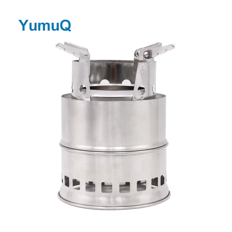 YumuQ 18cm Double Layer Stainless Steel Portable Foldable Wood Burning Camping Stove For Outdoor Hiking