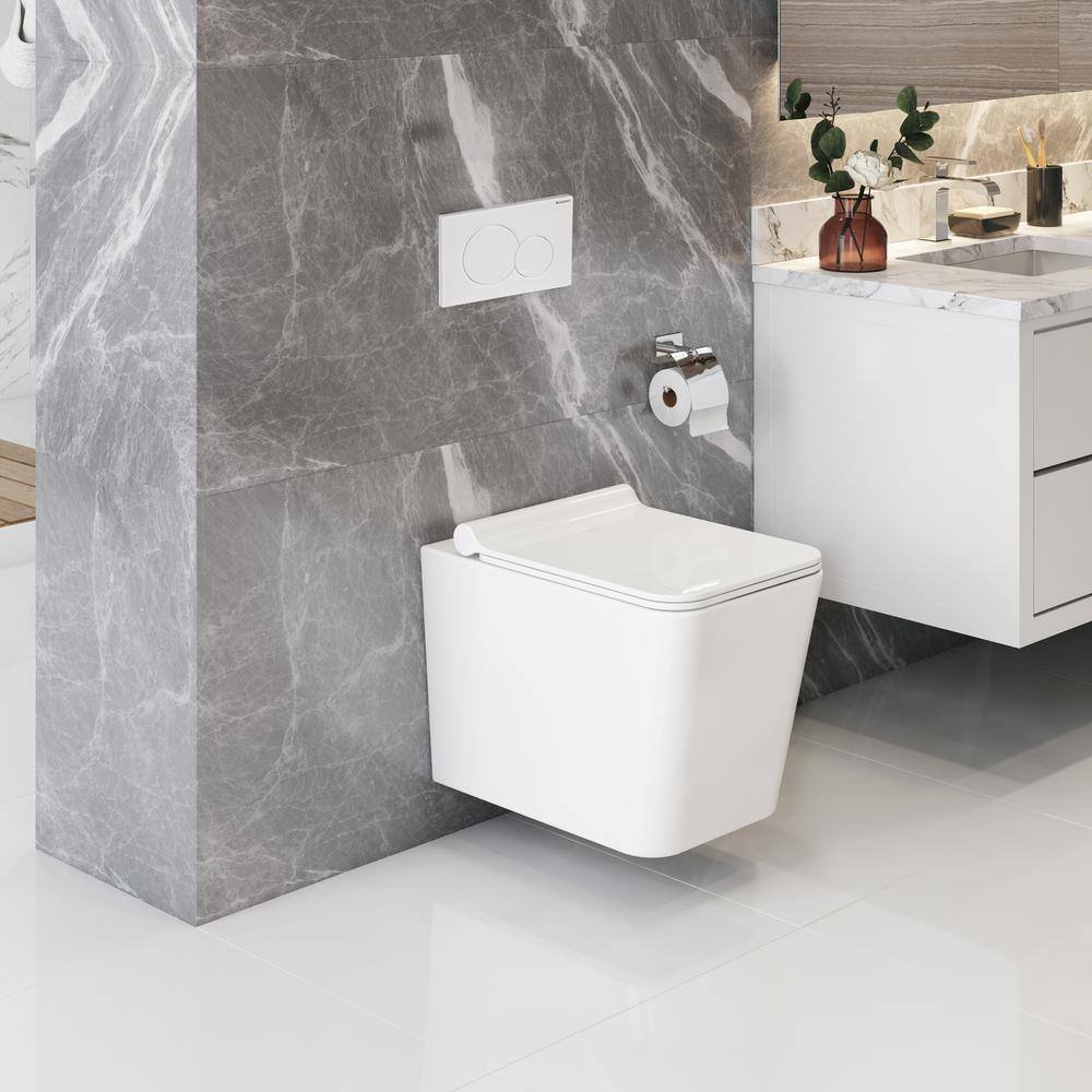 Geberit 2-Piece 0.81.6 GPF Dual Flush Baxter Square Toilet in White with 2 x 4 Concealed Tank and Plate Seat Included C-5570.01KIT2x4