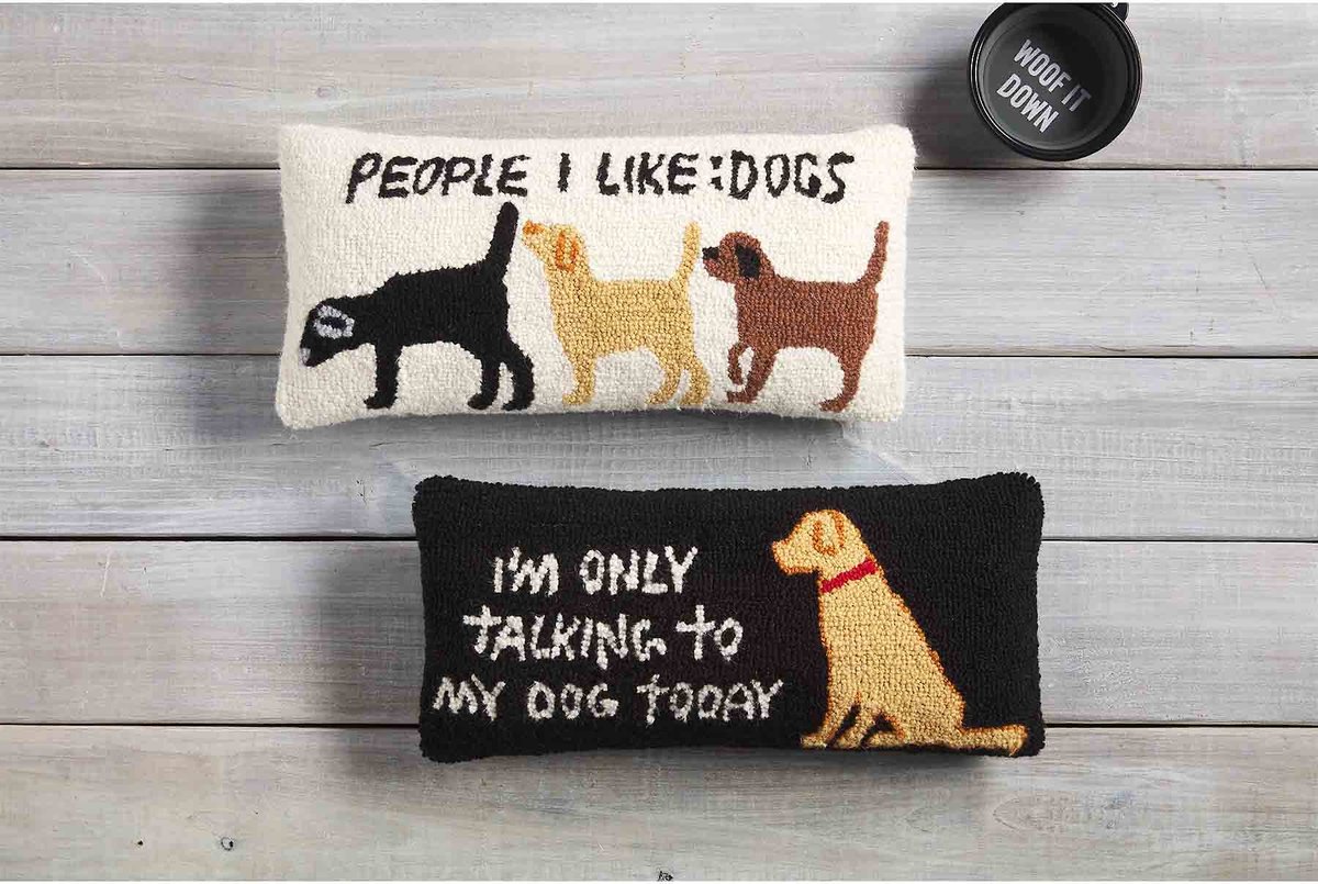 Mud Pie I'm Only Talking To My Dog Today Dog Hook Wool Pillow， Black