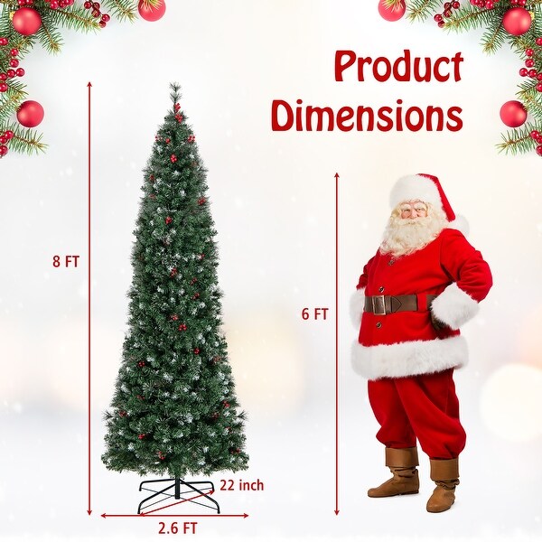 Gymax 5/6/7/8/9 FT PreLit Artificial Christmas Tree Hinged Slim